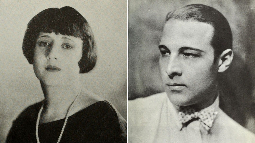 split image of Jean Acker and Rudolph Valentino