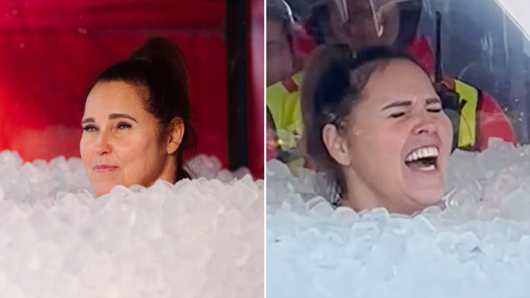 split image of Katarzyna in ice box