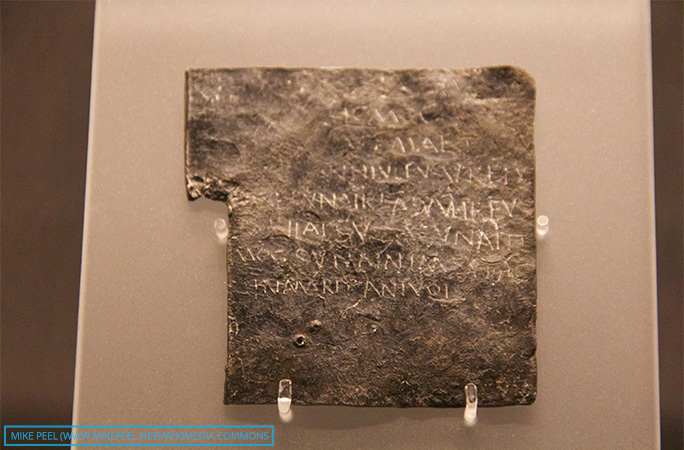 A curse tablet found in Bath, UK