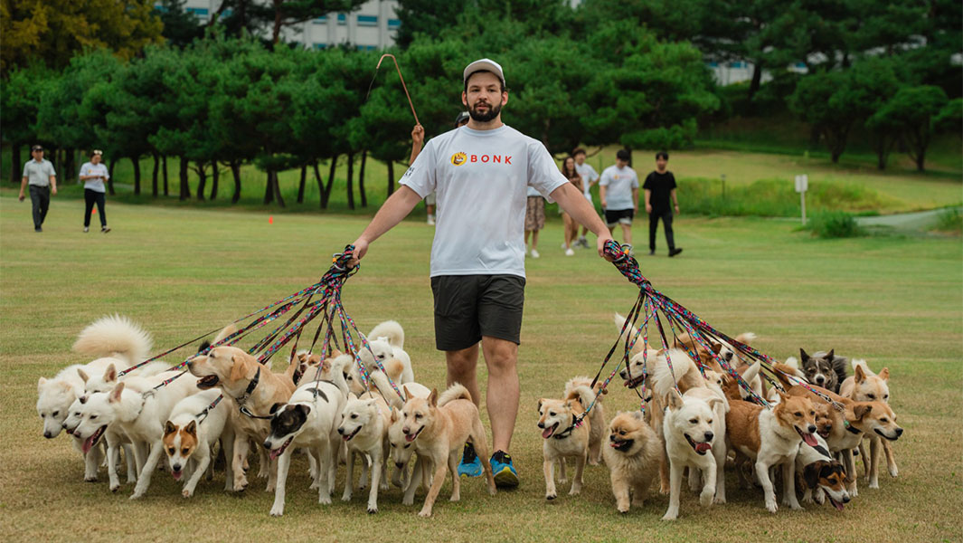 Mitchell Rudy walking the most dogs at once