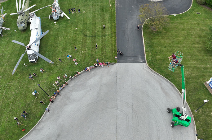 View of the egg drop from above