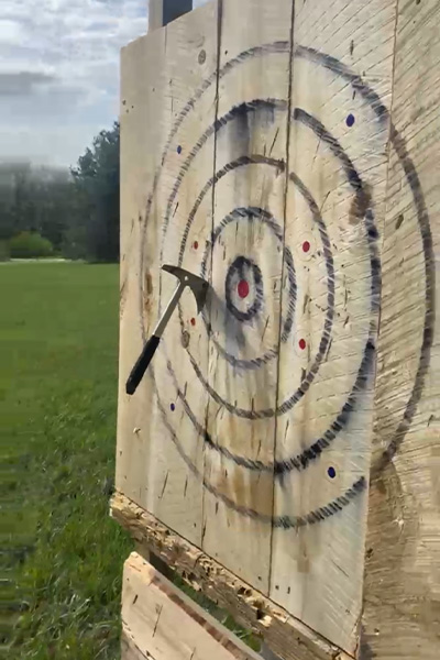 Axe stuck in the target