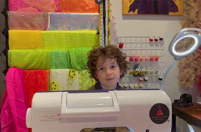 Max with his sewing machine
