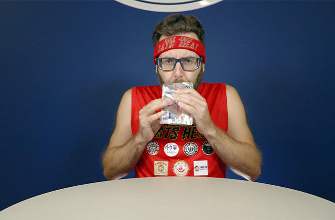 Mike Jack drinking a Capri Sun