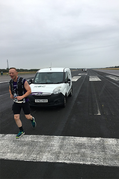 John pulling a van
