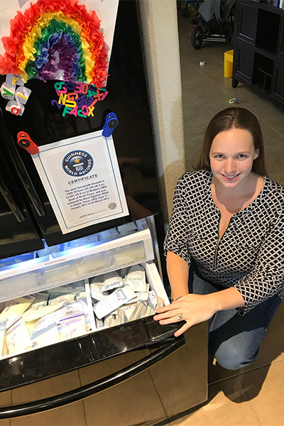 Alyse with some ofher donations and a GWR certificate