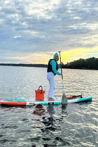 Bonnie standing on her paddleboard