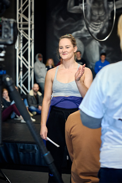 Charli before doing aerial hoop somersaults