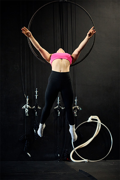 Charli doing the shoulder blade hang