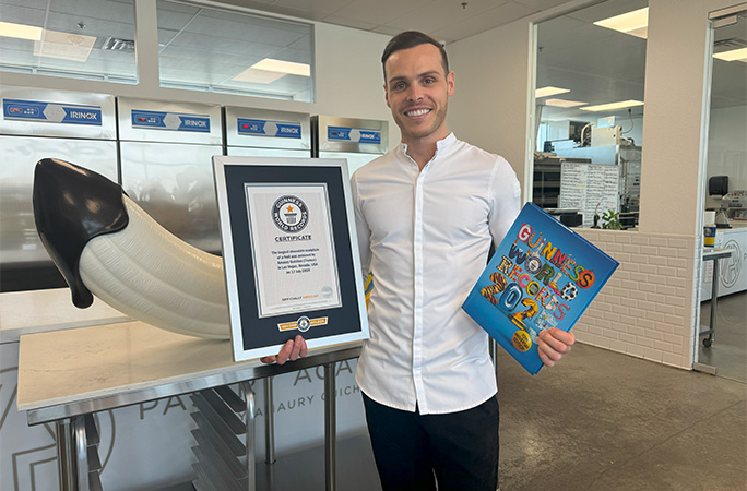 Chef Amaury with his certificate and GWR book