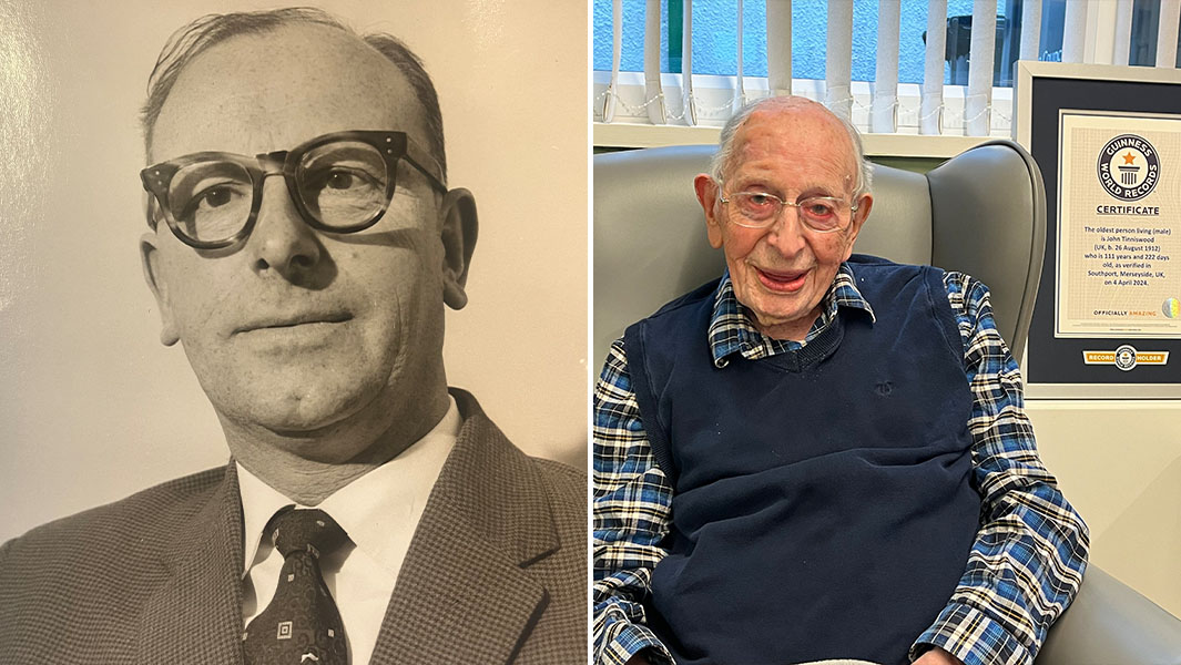 Split image of John then and now
