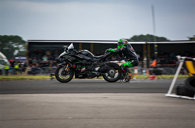 Jonny Davies being dragged by his bike