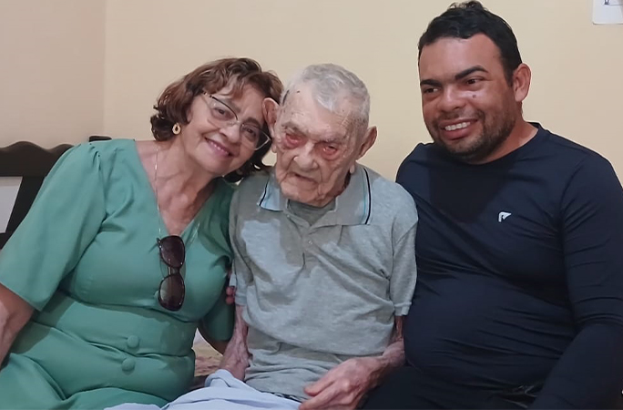 Oldest man Joao with a man and woman