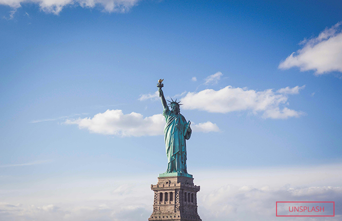 Statue of liberty blue sky