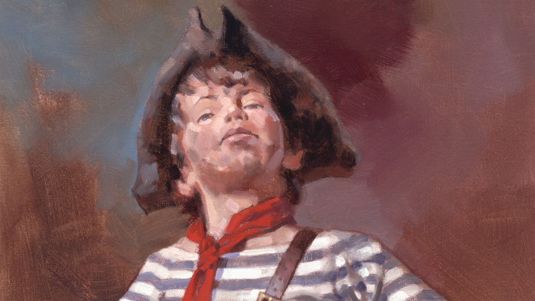 Close up of a painting of youngest pirate John King