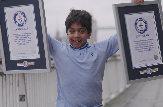 Aneeshwar with his certificates