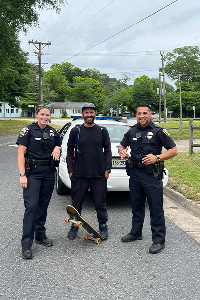 Chad Caruso with police