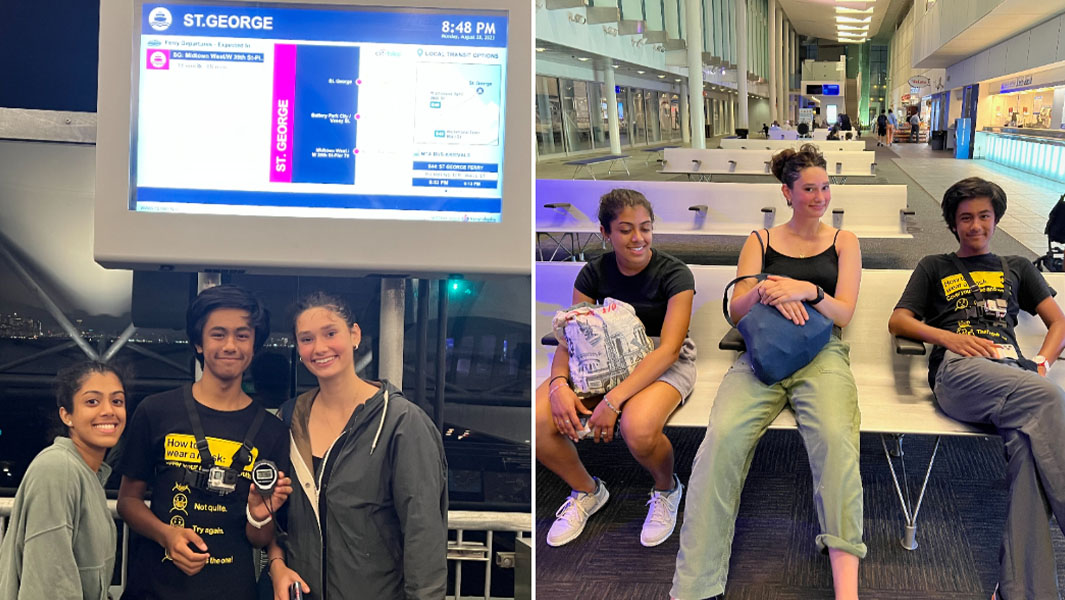 new york ferry stops split image