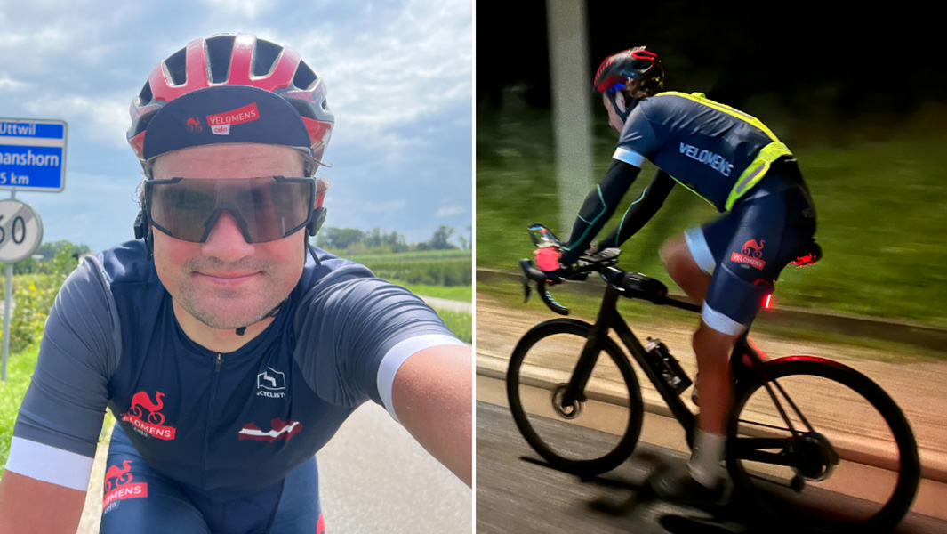 split image of Krisjanis cycling