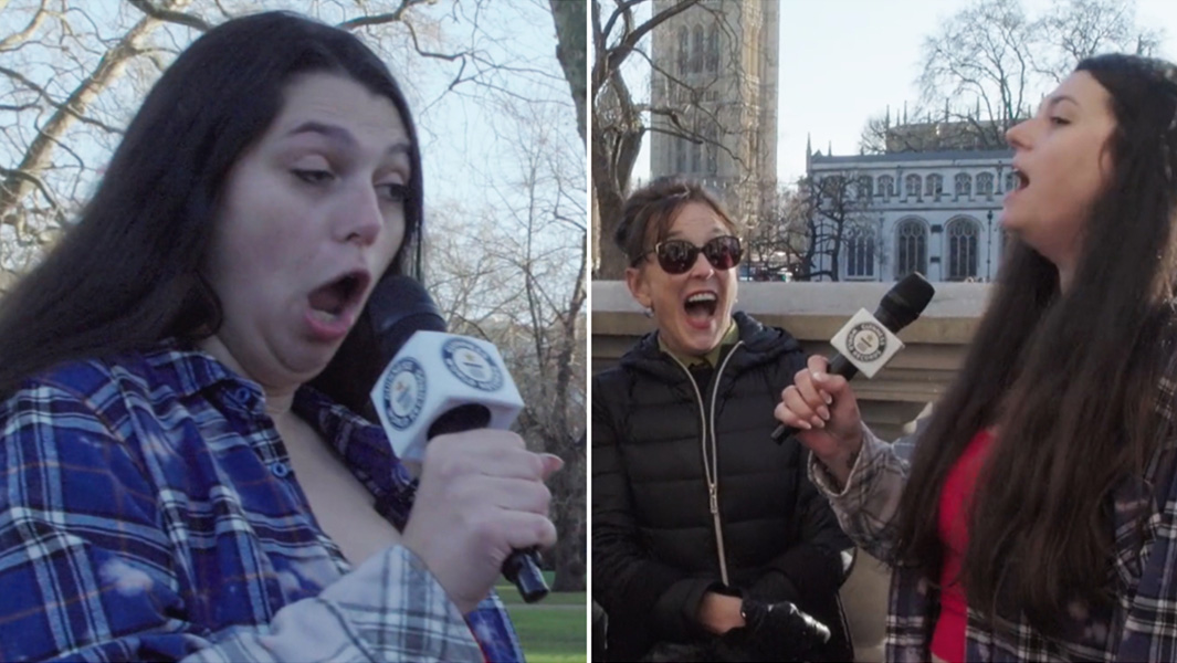 split image of Kimycola burping in public