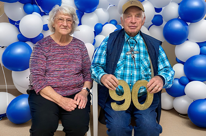 Doyle with his wife Lois on his 90th birthday