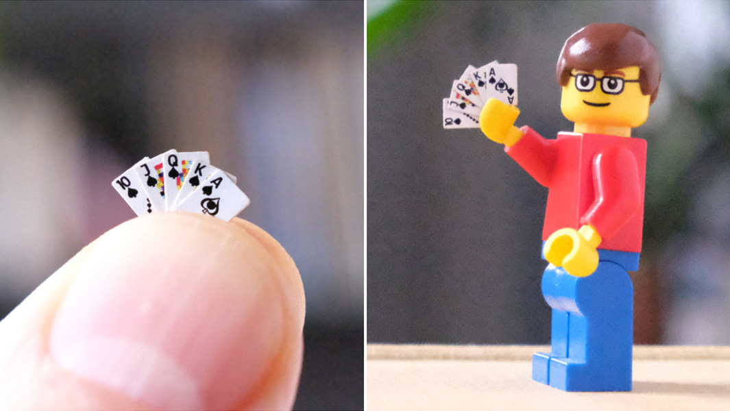 split image of smallest cards
