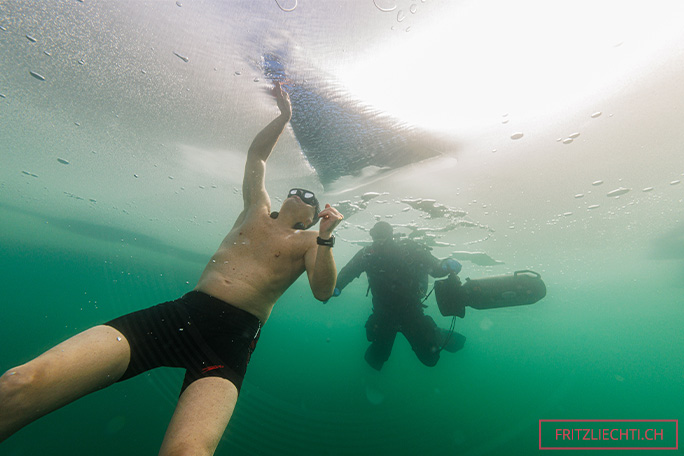 Peter exiting the water through a hole