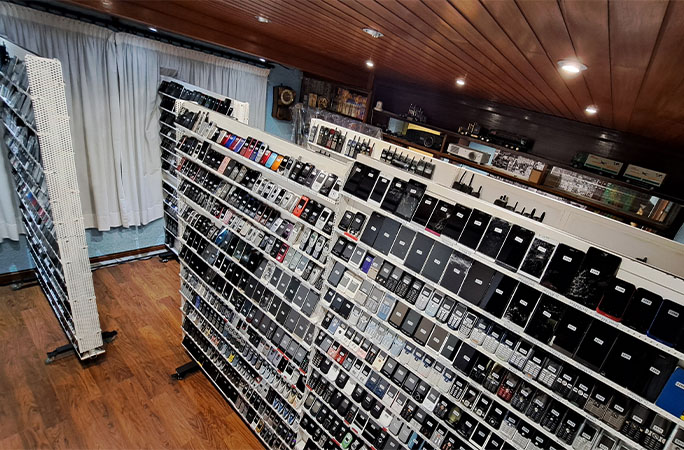 The mobile phones on display