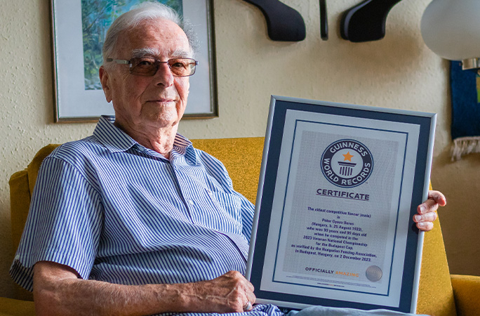 Peter holding his GWR certificate
