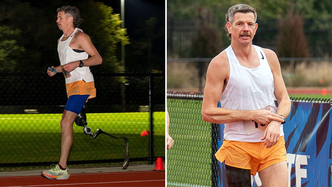 split image of Adam Popp running