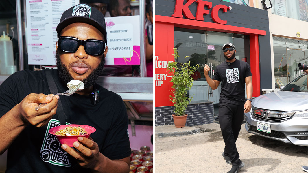 split image of Brian Nwana during record attempt