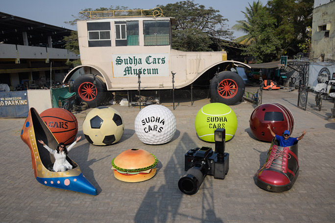 cars with different shapes in the museum