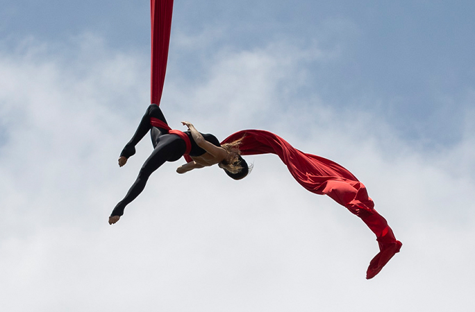 Erika on her aerial silk