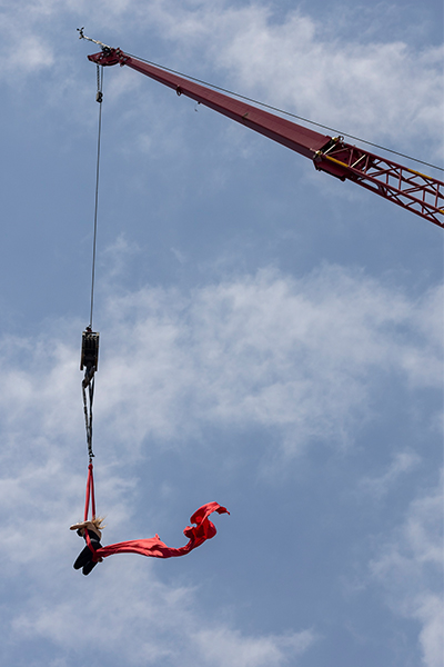 Erika's silk blowing in the wind