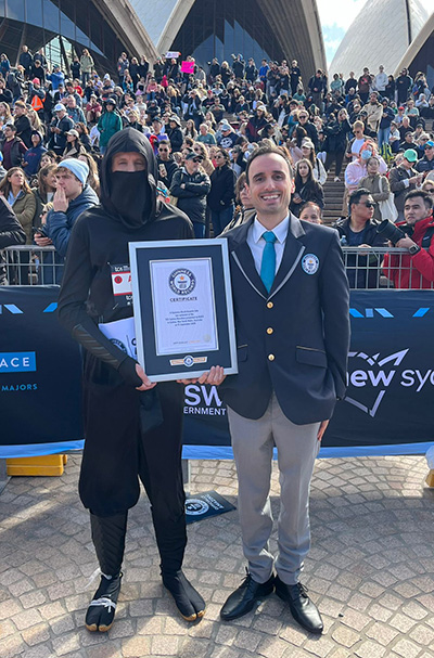 fastest marathon as a ninja at the finish line