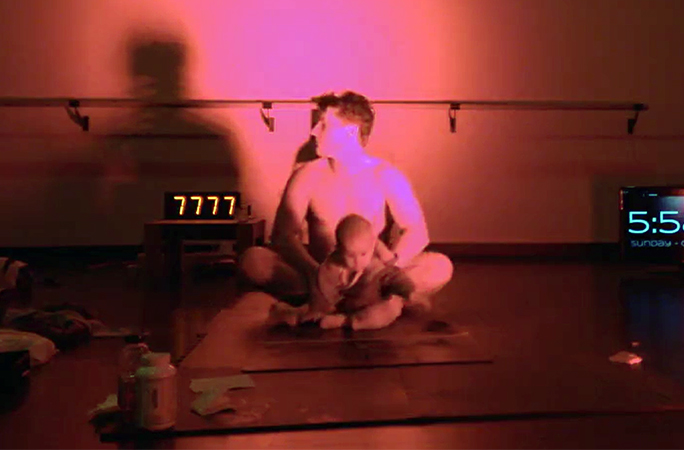 Matthew sitting with his son