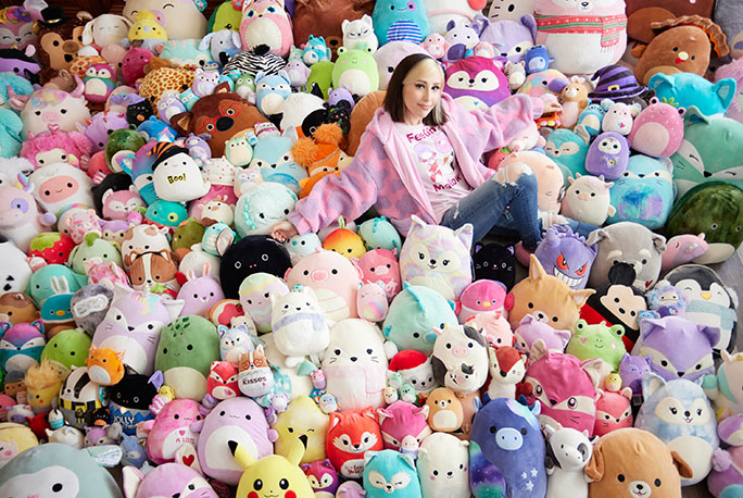 Sabrina with her soft toys