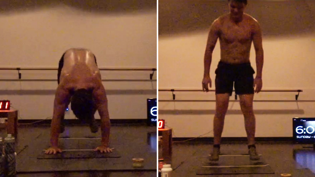 split image of Matthew jumping