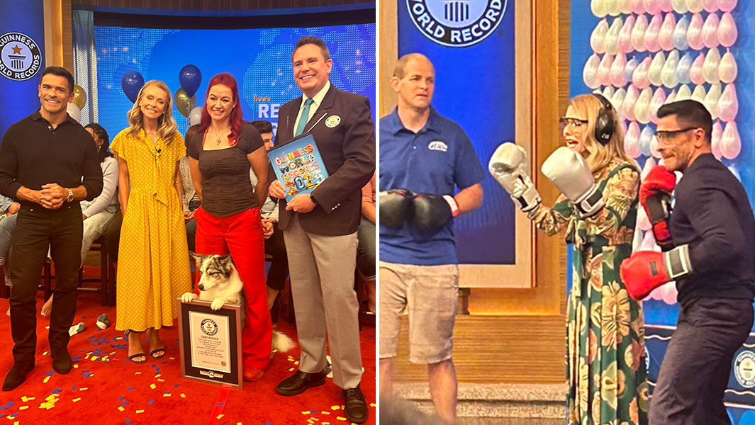 split image of record attempts on Live with KElly and Mark