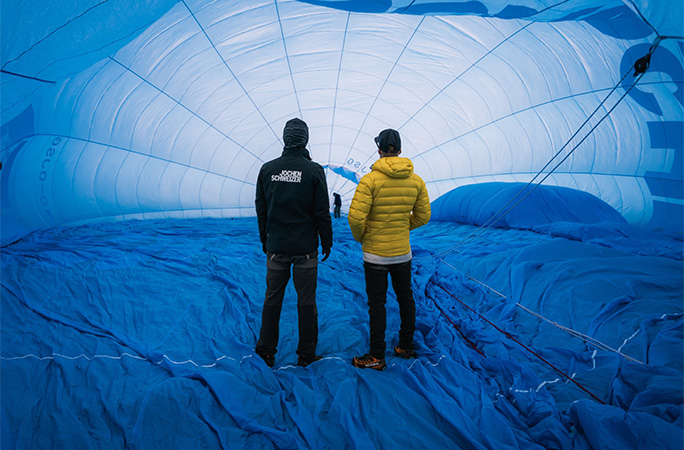 Lukas and Friedi inside a balloon