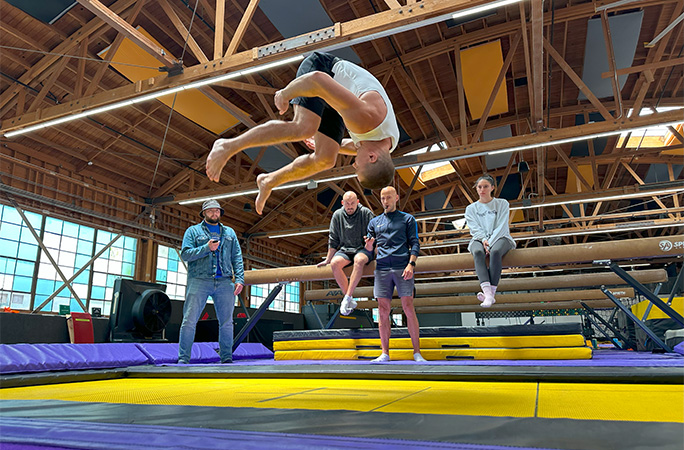 Maksim on a trampoline