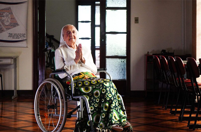 Inah in her wheelchair