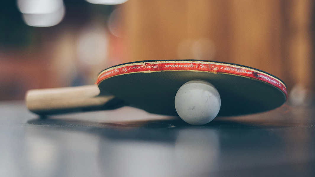 Table tennis paddle and ball
