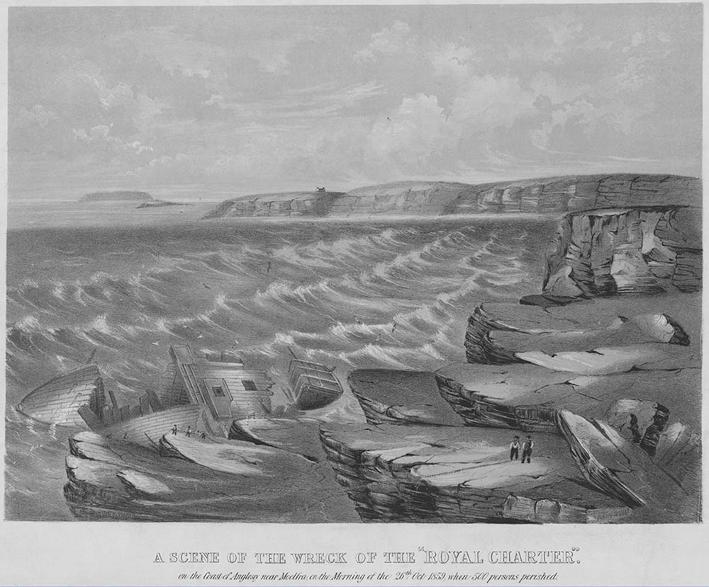 A contemporary illustration of the wreckage of the steam clipper Royal Charter