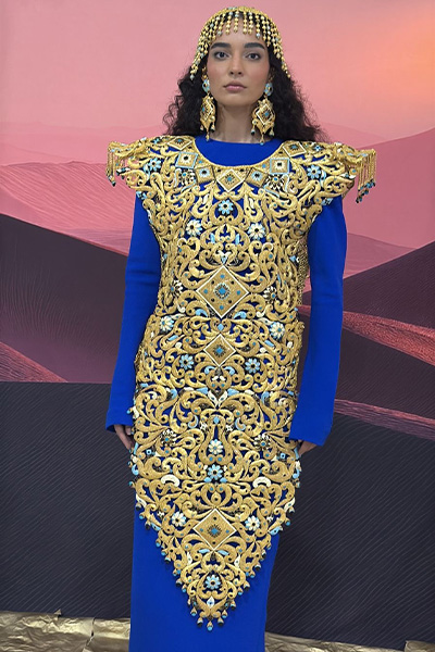 a woman wearing the dress