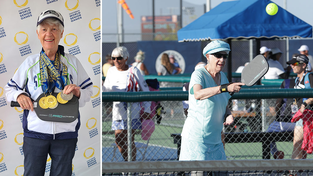oldest-competitive-pickleball-player-joyce-jones-playing-pickleball-and-holding-medals-in-2024