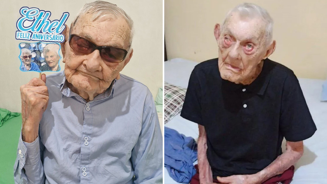 two images of oldest man João Marinho Neto