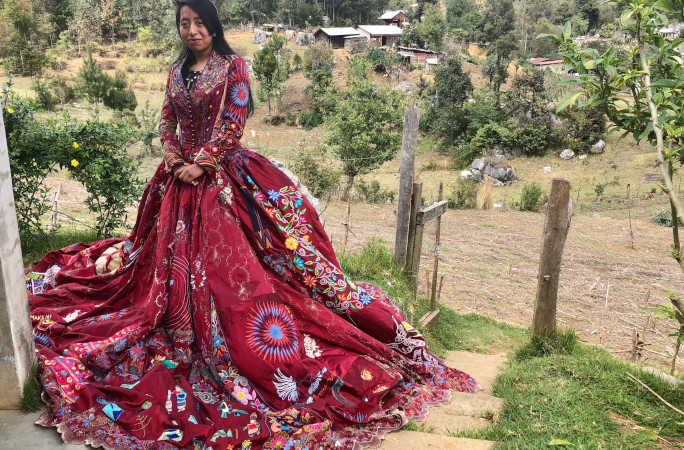 Mexican embroider wearing dress
