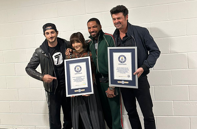 The Boys stars with their certificates