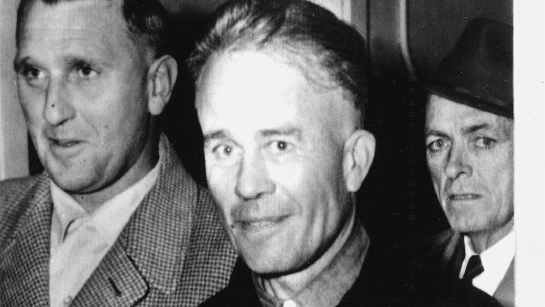 split image of Harold Schechter and Ed Gein
